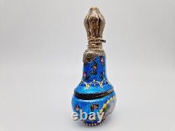 RARE BOTTLE France Silver Enamel Antique, Cloisonne 950 Silver, Tin Enamel