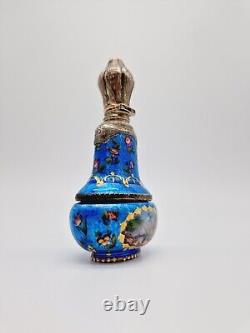 RARE BOTTLE France Silver Enamel Antique, Cloisonne 950 Silver, Tin Enamel