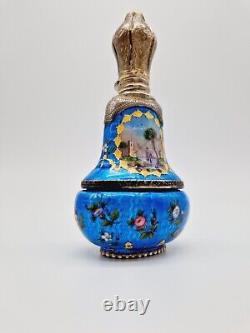 RARE BOTTLE France Silver Enamel Antique, Cloisonne 950 Silver, Tin Enamel