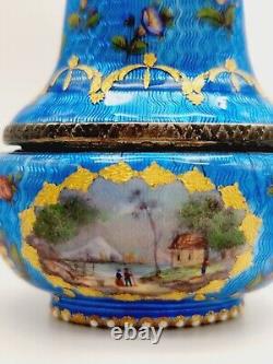 RARE BOTTLE France Silver Enamel Antique, Cloisonne 950 Silver, Tin Enamel