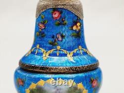 RARE BOTTLE France Silver Enamel Antique, Cloisonne 950 Silver, Tin Enamel