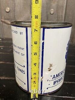 RARE Blue Seal Brand Oysters 1 Gal Tin Can Country Store Display Ipswich Mass