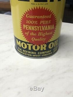 RARE ELK Motor Oil Charleston West Virginia WV Quart Oil Can Advertising Tin