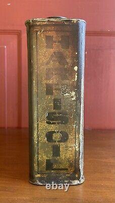 RARE Early Vintage 1 Gal Harris Oils & Grease Motor Oil Tin Can Awesome Patina