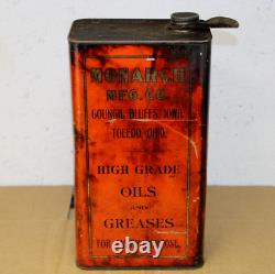 RARE GRAPHIC early 1900s era MONARCH MOTOR OIL Old Tall 1 gallon Tin Can