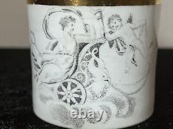 RARE Miles Mason Bat Printed Classical Scenes (Minerva) Gilt Coffee Can c1810