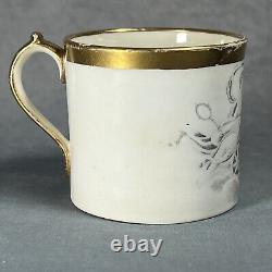 RARE Miles Mason Bat Printed Classical Scenes (Minerva) Gilt Coffee Can c1810