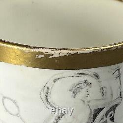 RARE Miles Mason Bat Printed Classical Scenes (Minerva) Gilt Coffee Can c1810