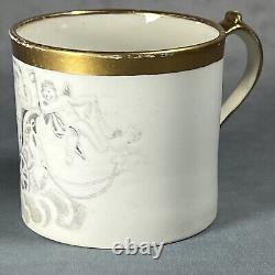 RARE Miles Mason Bat Printed Classical Scenes (Minerva) Gilt Coffee Can c1810