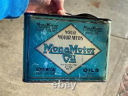 RARE Mona Motor Oil Graphic 1/2 gallon oil can