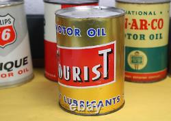 RARE Nice 1950s era TOURIST MOTOR OIL Old 1 qt. Tin Can VERY HARD TO FIND