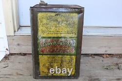RARE OLD CAR GRAPHIC 1920s era FRENCH AUTO MOTOR OIL Old Antique 5 gal. Tin Can