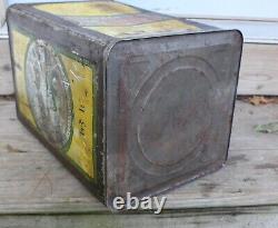 RARE OLD CAR GRAPHIC 1920s era FRENCH AUTO MOTOR OIL Old Antique 5 gal. Tin Can