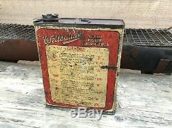 RARE Old Original early WELLSALINE Super FORD Motor Oil E oil can, enamel sign