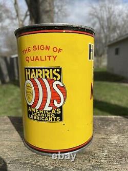 RARE Original Harris Premium Oil Can Quart AW Harris Oil Co Rhode Island Gas Oil