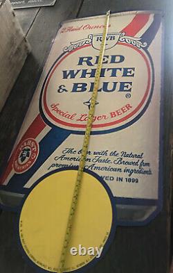 RARE Red White & Blue Beer Advertising Cardboard Can Shape Pabst Breweries 1981