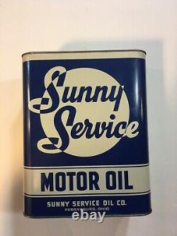 RARE SUNNY SERVICE Motor Oil can 2 gallon Advertising CLEAN ANTIQUE Perrysburg