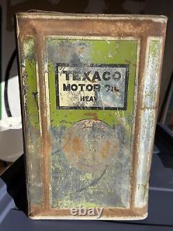 RARE TEXACO Heavy Duty MOTOR OIL CAN Black T Early Large 5 Gallon
