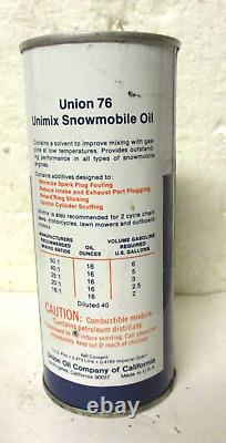 RARE Union 76 Snowmobile Oil Can all metal One Pint FULL light wear