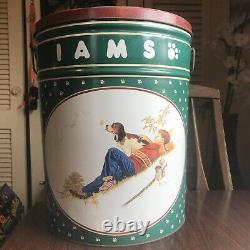 RARE VINTAGE IAMS DOG CAN Metal Tin Canister Food Storage Container LARGE 1992