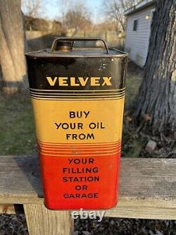 RARE Velvex motor oil 2 gallon oil can Red Kap sales INC New York advertising