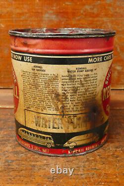 RARE Vintage 1930s KENDALL Graphic 5lb Grease Metal Oil Can Empty Car Bus Truck