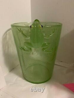 RARE Vintage 60s Lucite Green Tree Frog Trash Can Ice Bucket Waste Basket