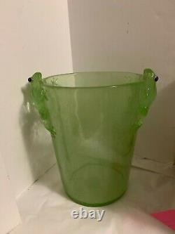 RARE Vintage 60s Lucite Green Tree Frog Trash Can Ice Bucket Waste Basket