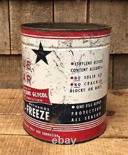 RARE Vintage BLUE STAR Anti Freeze 1 Gallon Gas Station Not Oil Can Graphics
