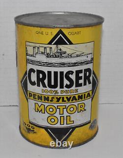 RARE Vintage Cruiser One Quart Advertising Tin Pennsylvania Motor Oil can