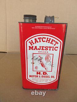 RARE Vintage Hatchet Majestic Motor Oil Can 1 Empiral Gallon Gas Station A