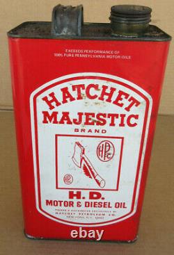 RARE Vintage Hatchet Majestic Motor Oil Can 1 Empiral Gallon Gas Station B