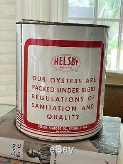 RARE Vintage Helsby Brand Oyster 1 Gallon Tin Can- PACKER VA 277 Collectible