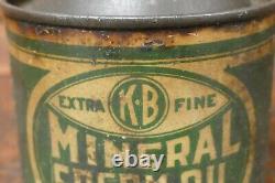 RARE Vintage Kunz Oil Co Gold Medal Mineral Sperm Oil 4oz Metal Handy Oiler Can