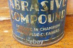 RARE Vintage Original Champion Spark Plugs Abrasive Compound Cleaner Oil Gas Can