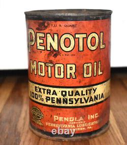 RARE Vintage Penotol Pennsylvania Tin Motor Oil 1 Quart Advertising Can