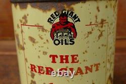 RARE Vintage Red Giant Motor Oil Metal One Quart Oil Can Council Bluffs, Iowa