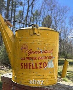 RARE Vintage SHELL Motor Oil SHELLZONE Pour Spout Antifreeze Water Can Bucket