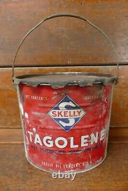 RARE Vintage Skelly Tagolene Gun Grease Half Bushel 25lb Metal Grease Oil Can