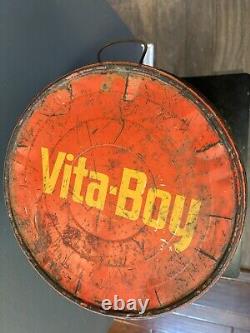 RARE Vintage Vita-Boy Sugar Cone Tin Can Ice Cream Cone Tin Detroit Michigan