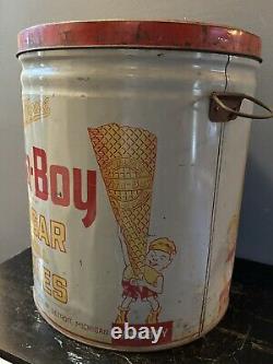 RARE Vintage Vita-Boy Sugar Cone Tin Can Ice Cream Cone Tin Detroit Michigan