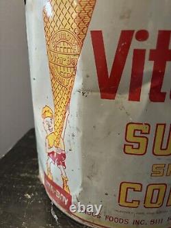 RARE Vintage Vita-Boy Sugar Cone Tin Can Ice Cream Cone Tin Detroit Michigan