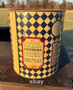 RARE Vtg One Gallon JC Coulbourn Big C Baltimore Maryland Oyster Can Tin 1