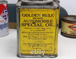 RARE early 1900s era GOLDEN RULE 5 lb. GREASE Old Antique Tin Oil Can