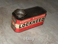 RARE tin OIL CAN lockheed n5 old vintage auto car Sports car transports antique