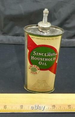 Rare 1920's Sinclair Household Oil 4 Oz. Oval Advertising Tin Pre Dino Can