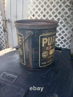 Rare 1920s Purelube PURE Oil Bucket Can 25lb. Great Shape