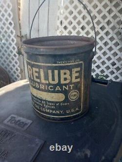 Rare 1920s Purelube PURE Oil Bucket Can 25lb. Great Shape