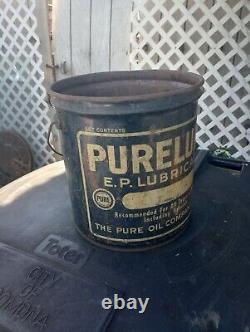 Rare 1920s Purelube PURE Oil Bucket Can 25lb. Great Shape