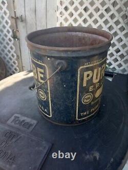 Rare 1920s Purelube PURE Oil Bucket Can 25lb. Great Shape